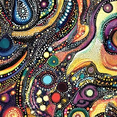 Colorful Abstract Art with Dots and Swirls in Cosmic Style
