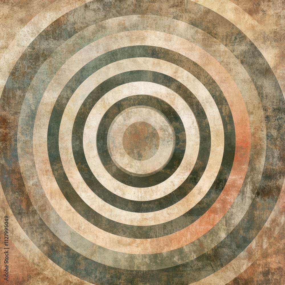 Aufkleber abstract circular pattern with earthy tones and textured background