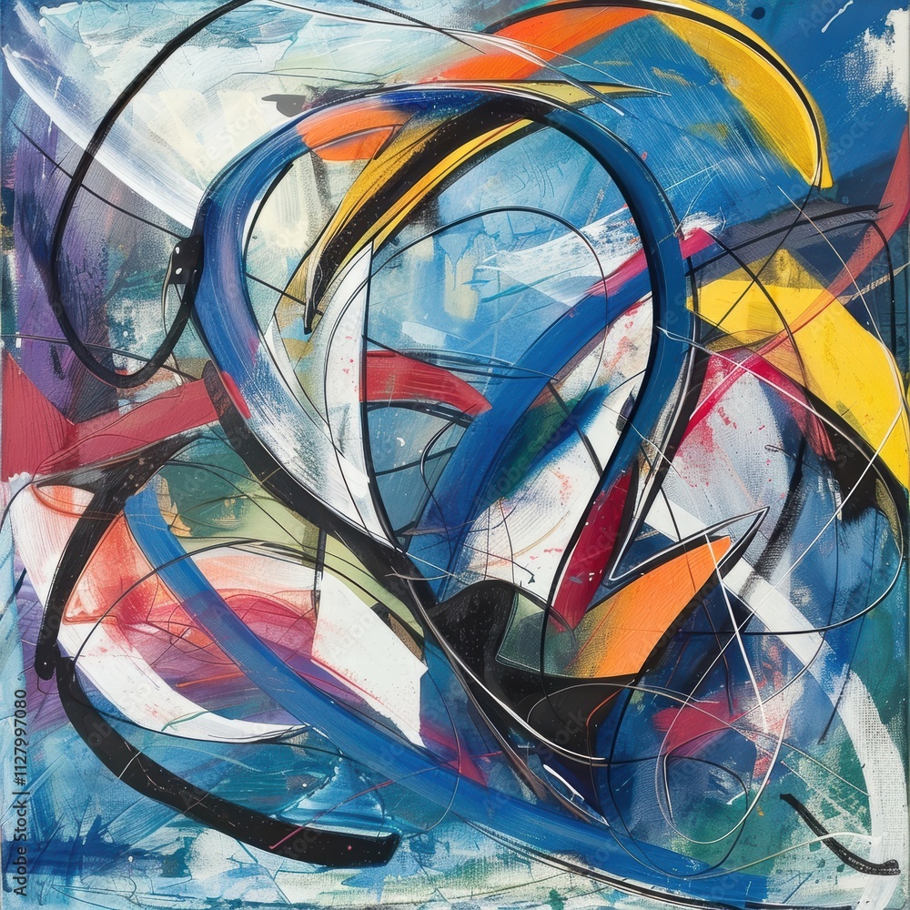 Poster Vibrant Abstract Expression of Dynamic Color and Movement in Art