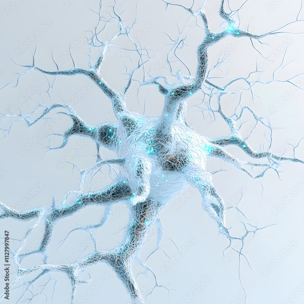 Fototapete intricate 3d rendering of nerve cell