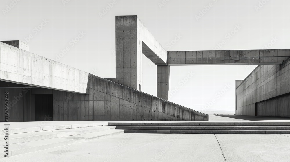 Poster modern concrete architecture with abstract geometric shapes