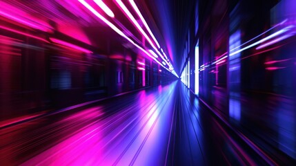 Abstract Neon Lightspeed Corridor Visual