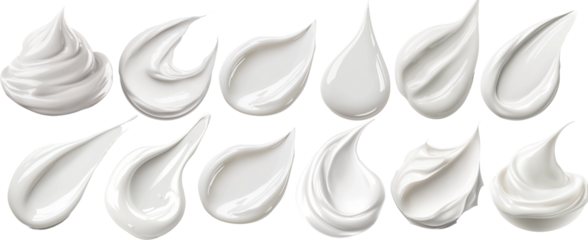  White beauty cream smear smudge isolated on white background. Cosmetic skincare product texture.