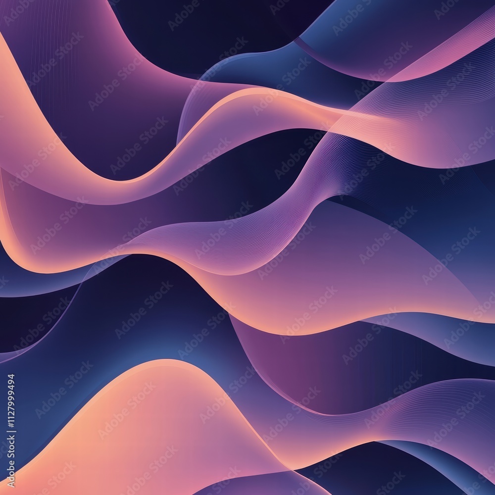 Poster abstract waves in gradient colors creating a dynamic background design