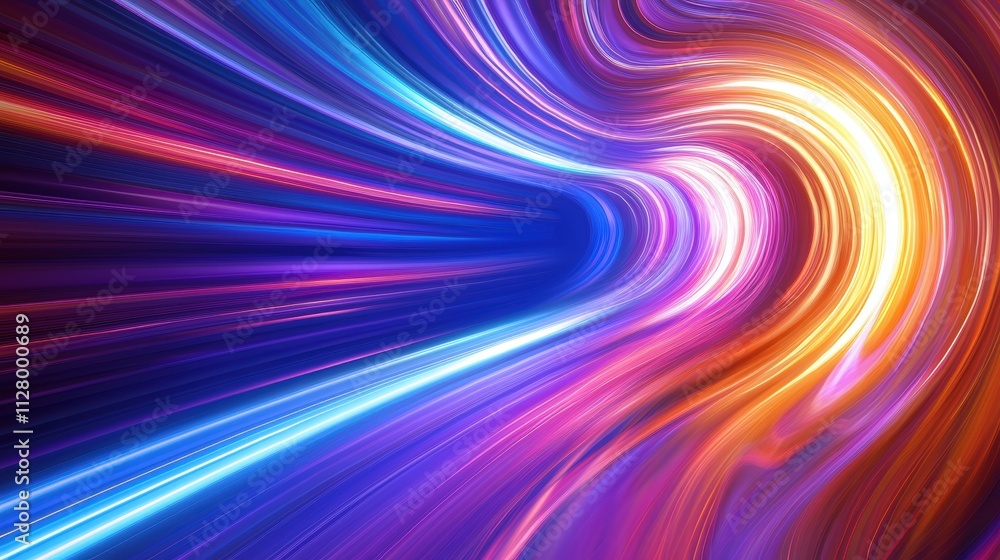 Poster colorful light trails creating abstract motion effects in design
