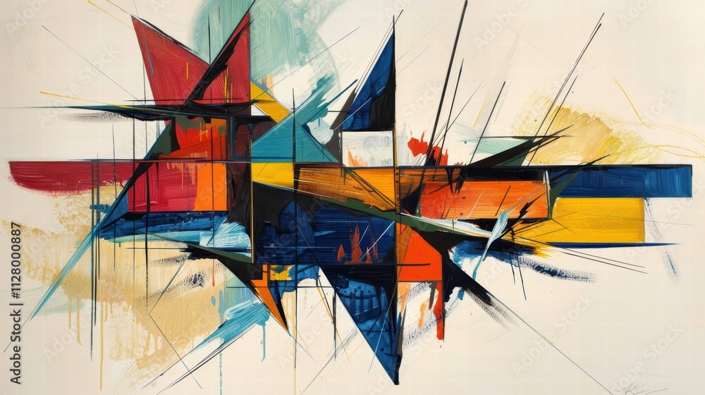 Aufkleber abstract colorful geometric art with dynamic shapes and lines