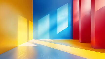 Vibrant Color Block Room: A Study in Yellow, Blue, and Red