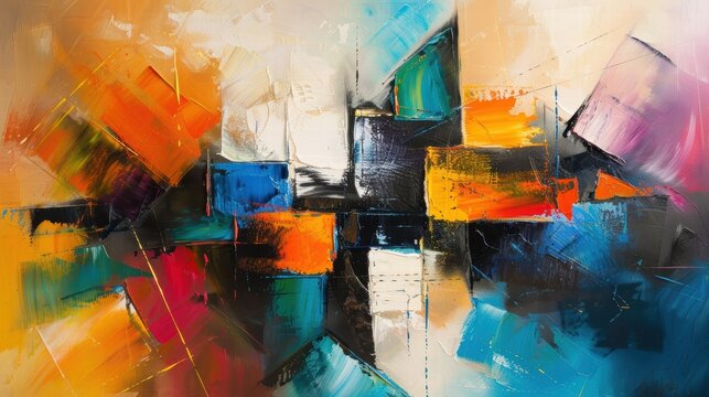 Vibrant Abstract Art with Bold Colors and Dynamic Shapes