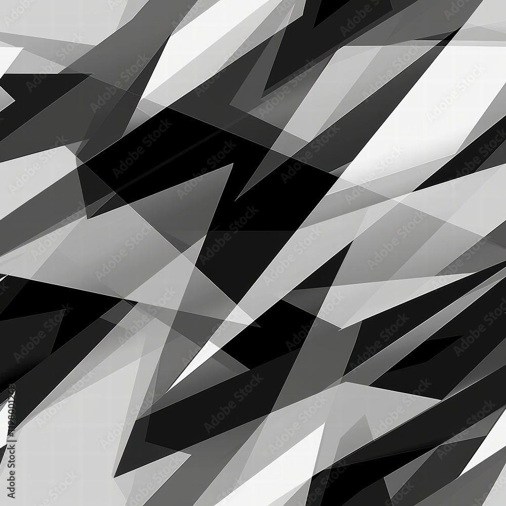 Poster abstract geometric pattern with black and white triangles and shapes