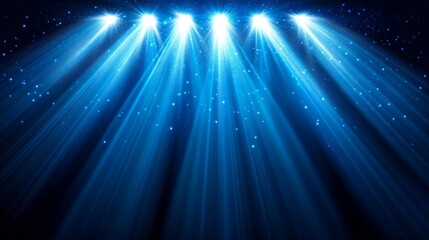 Blue Stage Lights Shine Brightly With Sparkling Dust