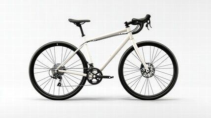 Fototapeta premium Modern White Bicycle with Disc Brakes and Lightweight Frame