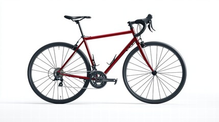 Red Road Bicycle Isolated on White Background for Sport Enthusiasts