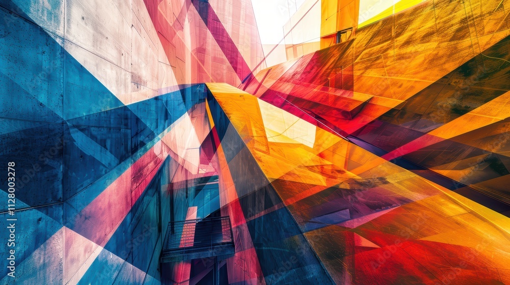 Poster Vibrant Abstract Geometry with Dynamic Colorful Patterns and Lines