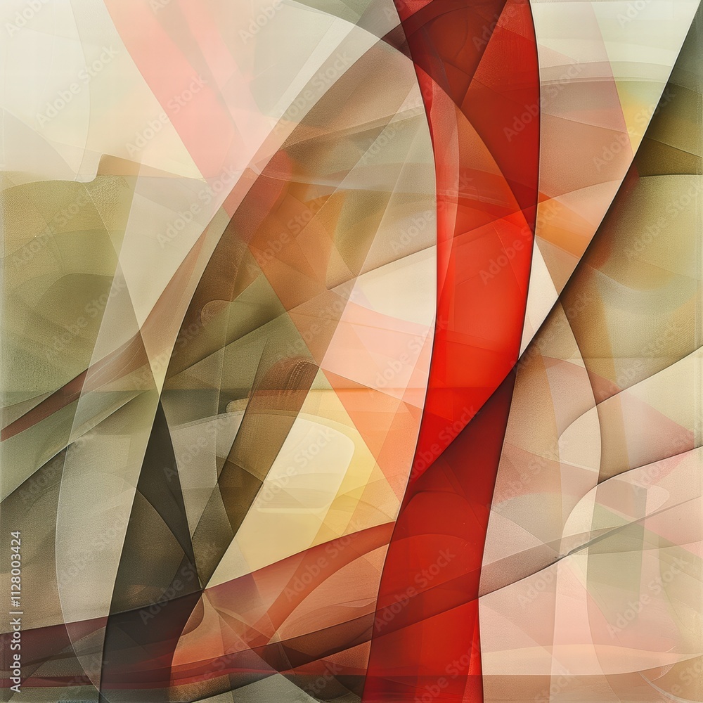 Poster abstract colorful waves flowing in soft light tones with curves