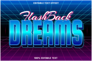 Flashback Dreams editable text effect 3d emboss neon style