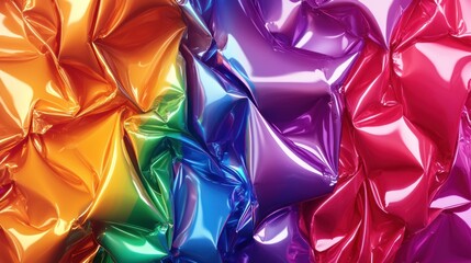 Rainbow Holographic Abstract Background: A Vibrant Tapestry of Crinkled, Glossy Colors