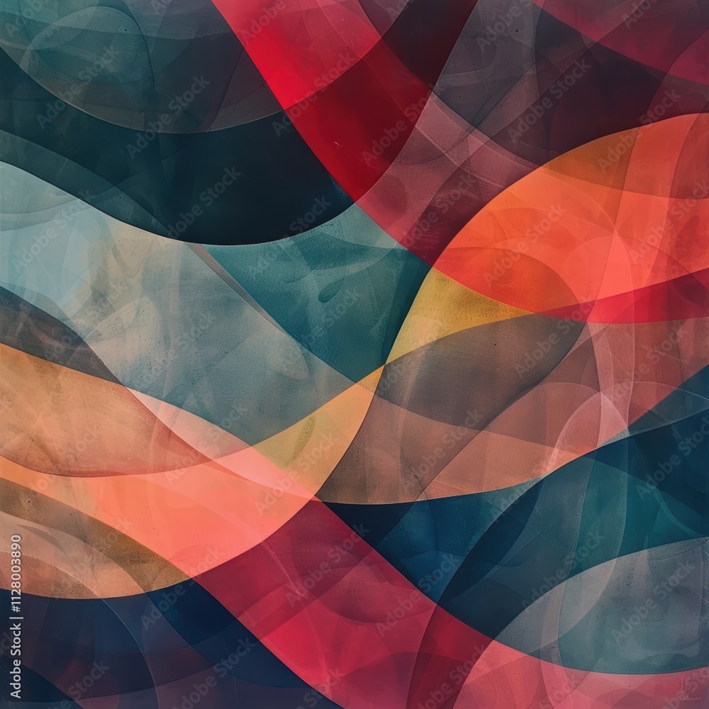 Poster abstract colorful waves with soft curves and blended tones