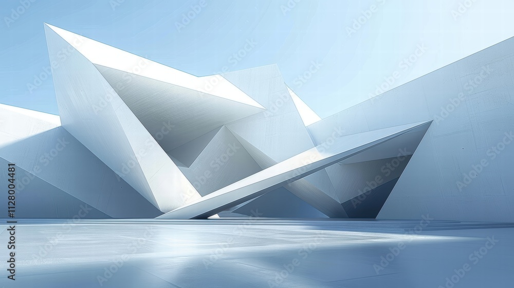 Poster abstract geometric architecture with sharp angles and soft light