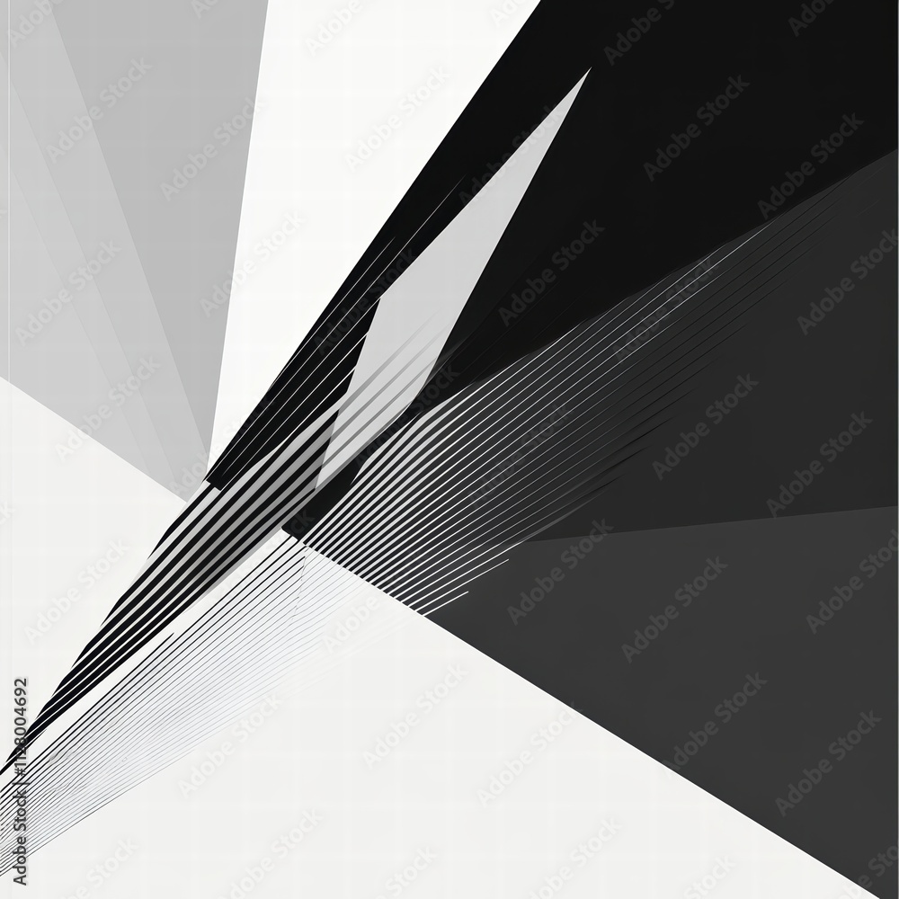 Poster abstract geometric design with black and white color scheme