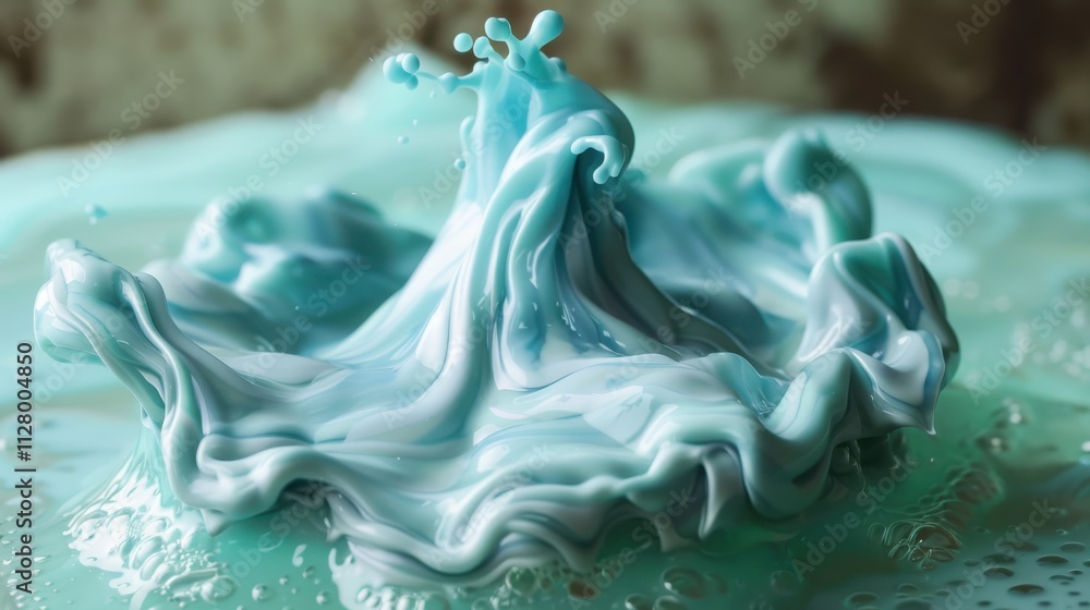 Poster abstract teal liquid splash creating unique forms