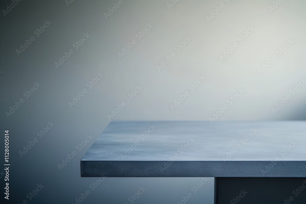 Poster Minimalist gray table against a soft gradient background.