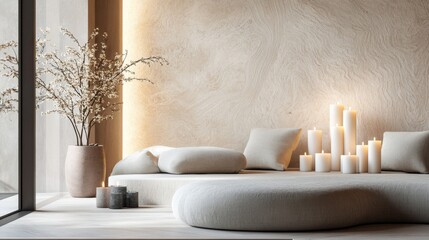 Serene Minimalist Living Room Design With Candles