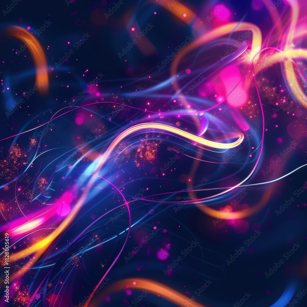 Poster vibrant abstract background of colorful light trails and swirls