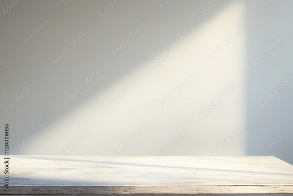 Poster minimalistic table with soft light and shadow.