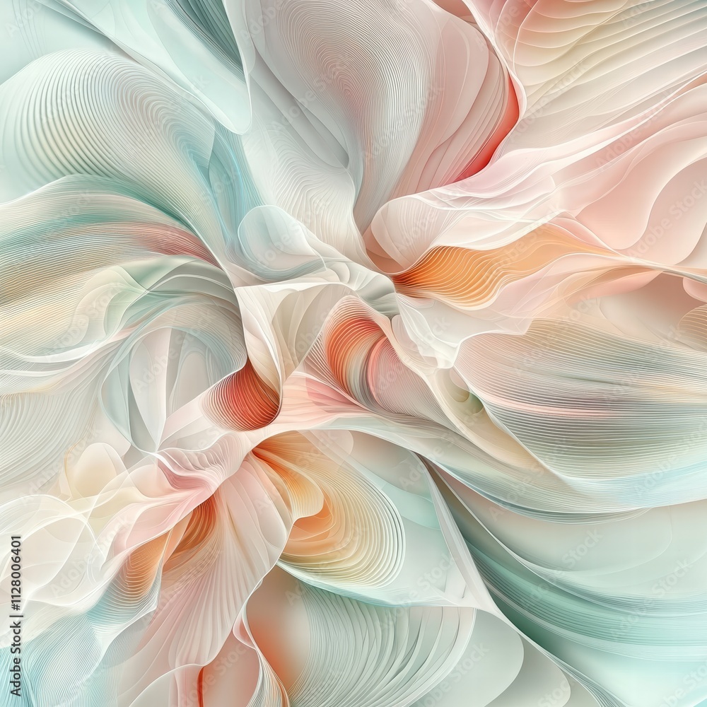 Poster abstract swirling patterns in soft pastel colors and textures