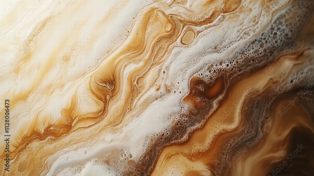Aufkleber abstract swirls of brown and cream color patterns in fluid art