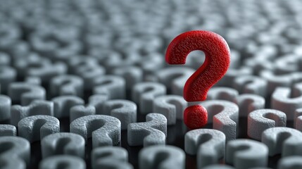Obraz premium Red Question Mark Among White Question Marks Confusion Curiosity