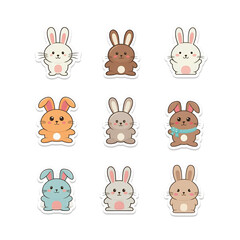 Sticker collection of cute easter bunnies
