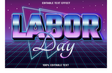 Labor Day editable text effect 3d emboss 80's style