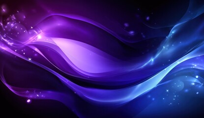 Abstract purple and blue glowing wave background.