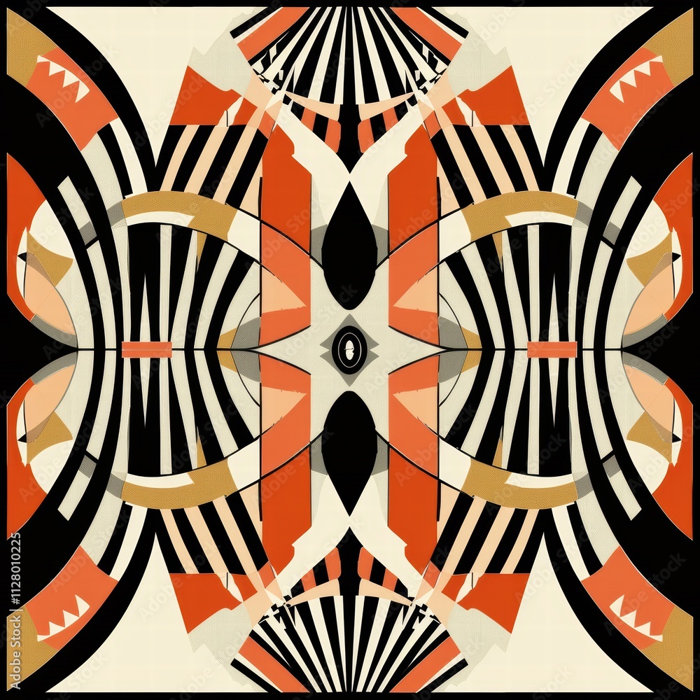 Poster abstract geometric pattern in bold colors and unique shapes