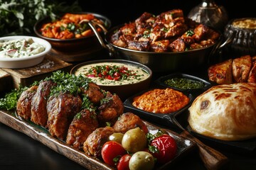 Fototapeta premium A vibrant spread of assorted delicious dishes.