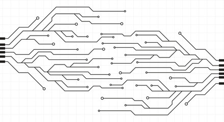 Computer circuit board texture. Technology pattern. Abstract illustration of silicon chip. Digital tech background in white and gray color