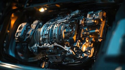 Fototapeta premium Intricate Machinery Showcase of a High-Performance Engine