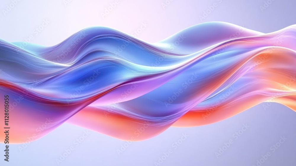 Poster abstract wavy background design with iridescent fluid shapes in soft pastel colors and gentle gradie