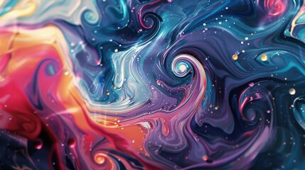 Obraz premium Abstract Swirling Colors Paint Cosmic Nebula
