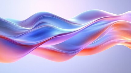 Abstract Wavy Background Design with Iridescent Fluid Shapes in Soft Pastel Colors and Gentle Gradients