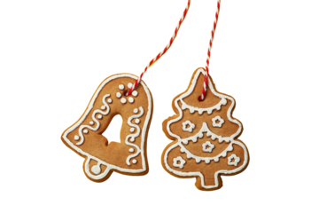 PNG, Christmas cookies, a set of cookies of different shapes, isolated on a white background.