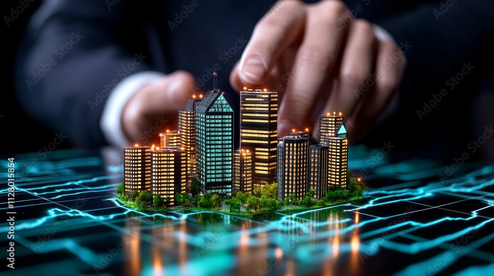 Aufkleber digital business setting with property charts