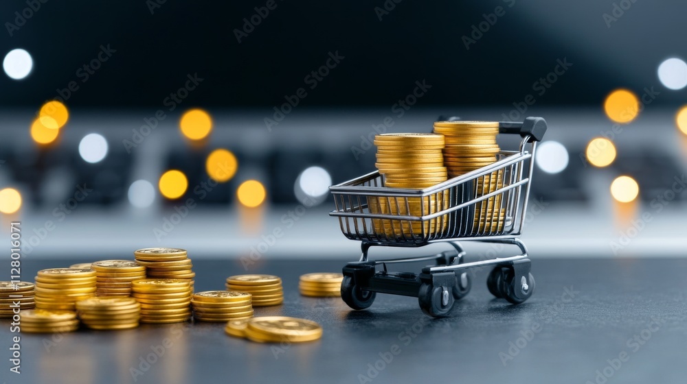 Poster abstract display of shopping and value representation