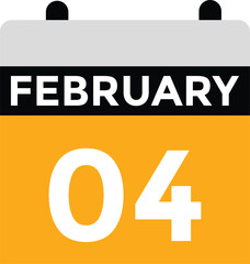 February 4 on calendar icon vector. Calendar vector icon. Deadline. Date. 
