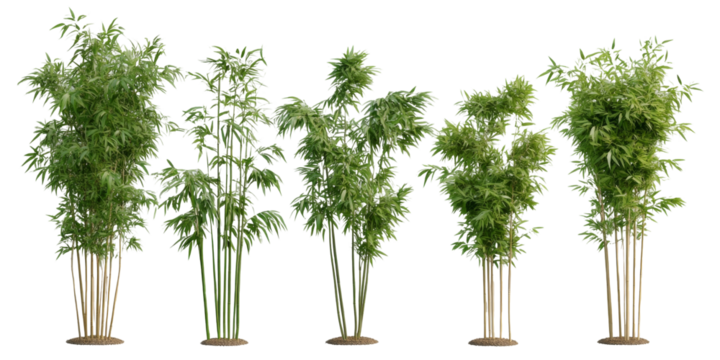 Set of Bamboo plant collection transparent mockup png nature's beauty studio environment high-quality design