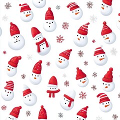 Festive snowman pattern design winter wonderland digital art cheerful atmosphere bird's eye view seasonal joy