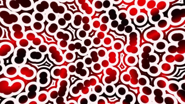 Abstract background with white bubbles animation. Red light line wavy and bubbles pattern loop backdrop