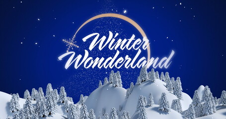 Image of snow falling over winter wonderland text