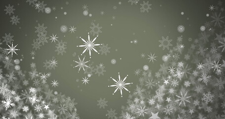 Image of snowflakes over snow falling